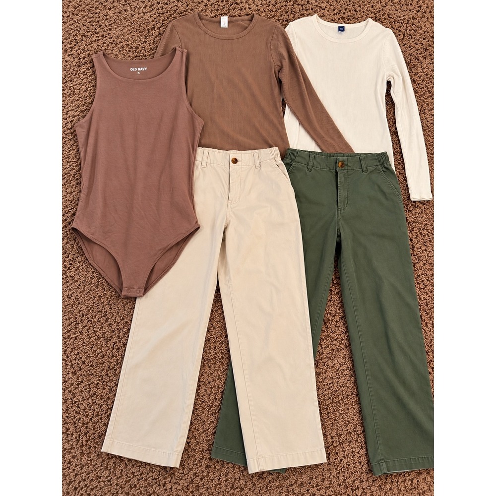 Old Navy Women's Size M 5 Piece Capsule Wardrobe Bundle Pants Tops Bodysuit